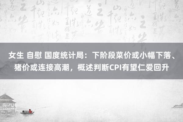 女生 自慰 国度统计局：下阶段菜价或小幅下落、猪价或连接高潮，概述判断CPI有望仁爱回升