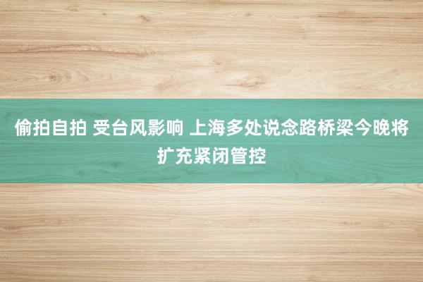 偷拍自拍 受台风影响 上海多处说念路桥梁今晚将扩充紧闭管控