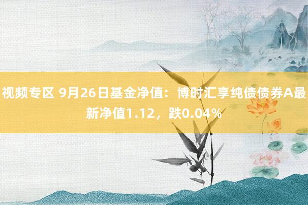 视频专区 9月26日基金净值：博时汇享纯债债券A最新净值1.12，跌0.04%