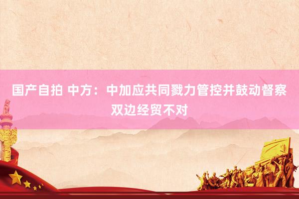 国产自拍 中方：中加应共同戮力管控并鼓动督察双边经贸不对