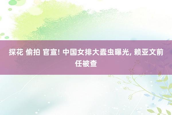 探花 偷拍 官宣! 中国女排大蠹虫曝光, 赖亚文前任被查