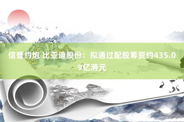 信誉约炮 比亚迪股份：拟通过配股筹资约435.09亿港元
