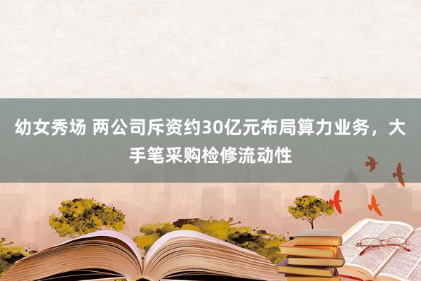 幼女秀场 两公司斥资约30亿元布局算力业务，大手笔采购检修流动性