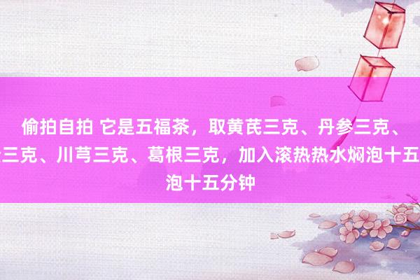 偷拍自拍 它是五福茶，取黄芪三克、丹参三克、山楂三克、川芎三克、葛根三克，加入滚热热水焖泡十五分钟