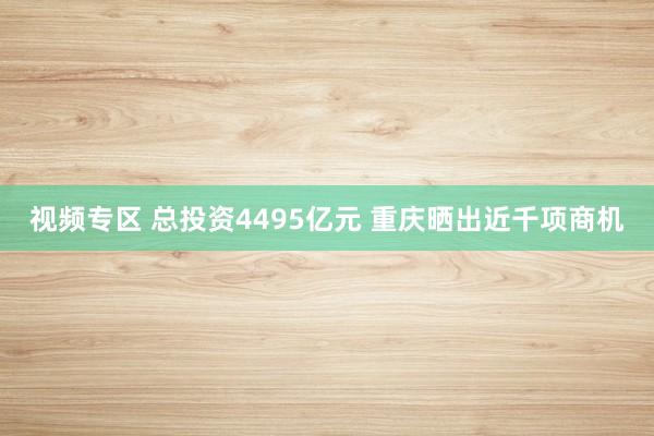视频专区 总投资4495亿元 重庆晒出近千项商机