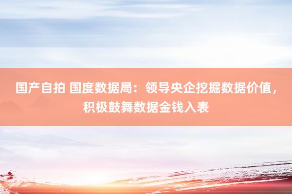 国产自拍 国度数据局：领导央企挖掘数据价值，积极鼓舞数据金钱入表