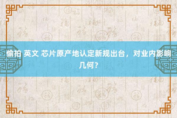 偷拍 英文 芯片原产地认定新规出台，对业内影响几何？