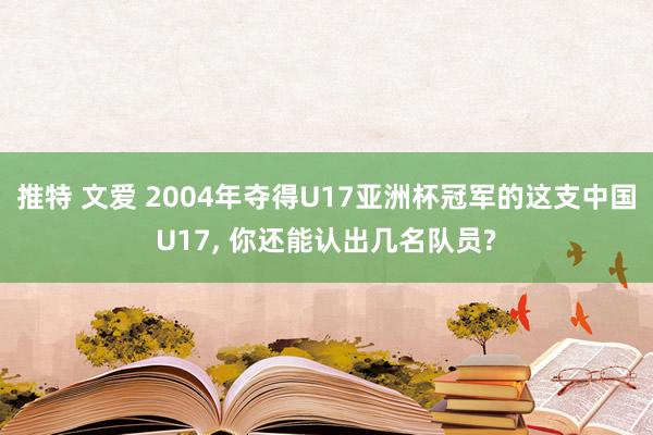 推特 文爱 2004年夺得U17亚洲杯冠军的这支中国U17, 你还能认出几名队员?