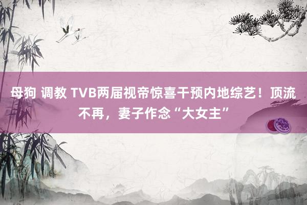 母狗 调教 TVB两届视帝惊喜干预内地综艺！顶流不再，妻子作念“大女主”