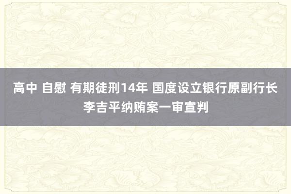 高中 自慰 有期徒刑14年 国度设立银行原副行长李吉平纳贿案一审宣判