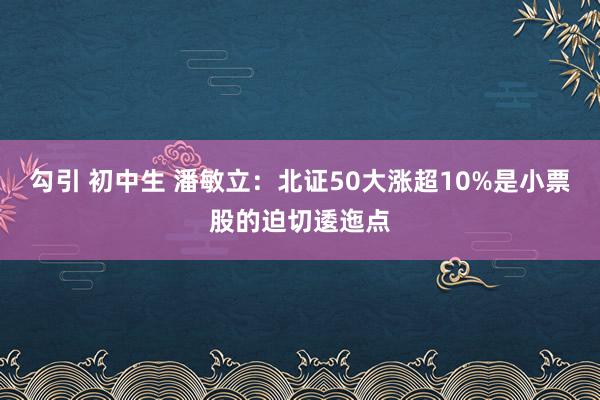 勾引 初中生 潘敏立：北证50大涨超10%是小票股的迫切逶迤点