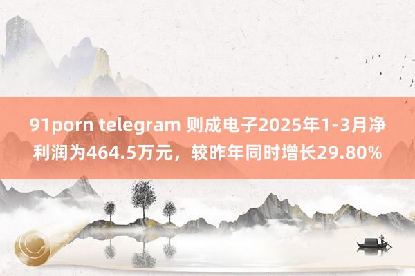 91porn telegram 则成电子2025年1-3月净利润为464.5万元，较昨年同时增长29.80%
